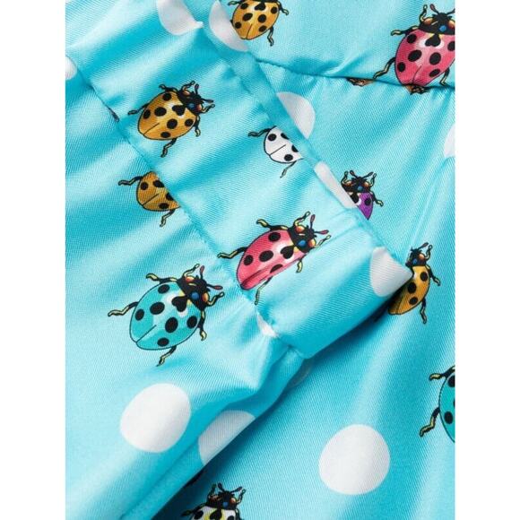 Versace Pants IT 40 US 4 Blue Butterflies Polka Dot Silk Wide-Leg NWT $1,825 - Picture 4 of 16